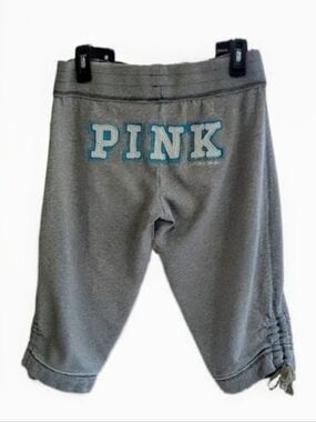 Vintage Y2K VS PINK Grey Cropped Sweats - Isle of Pink - Small